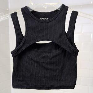 Garage Black Cutout Crop Top